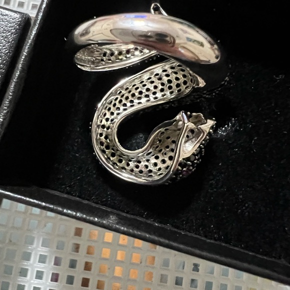 Stirring Silver 926 stamped and tested pave CZ snake ring NIOB - Picture 8 of 13